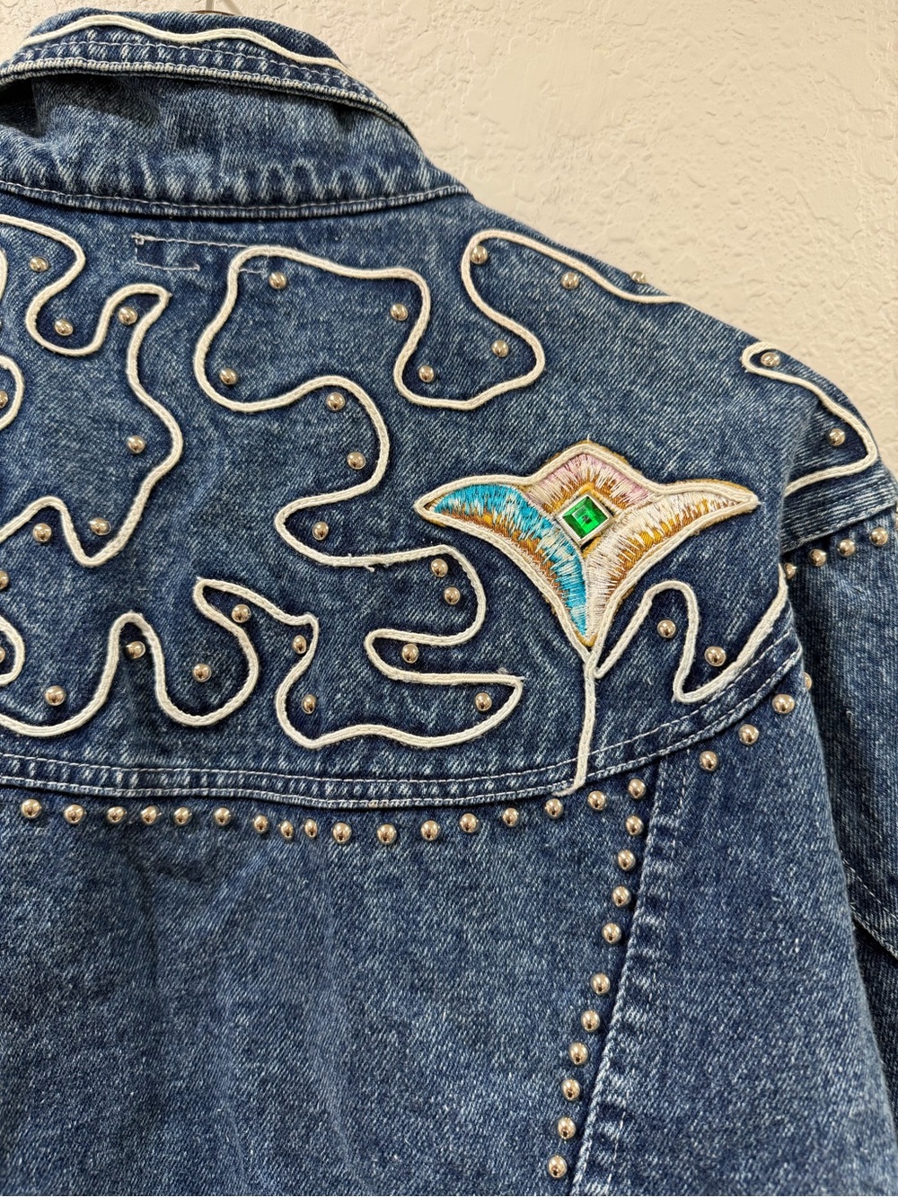 Main Jeans 1980s Jewelled Jean Jacket Size XL - Picture 6 of 15